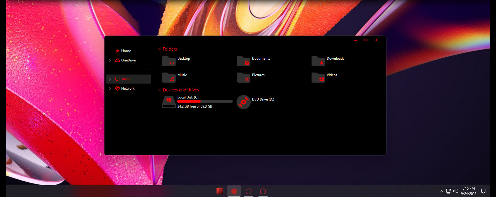 Pure Black Red v3 Theme for Windows 11 - Theme Pack