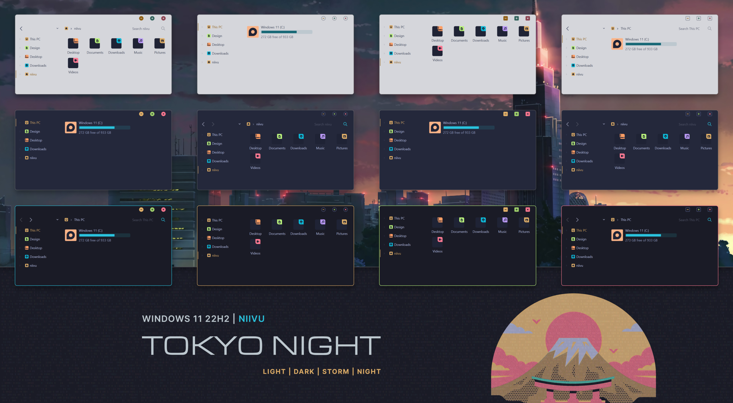 Tokyo Night Theme for Windows 11 - Theme Pack